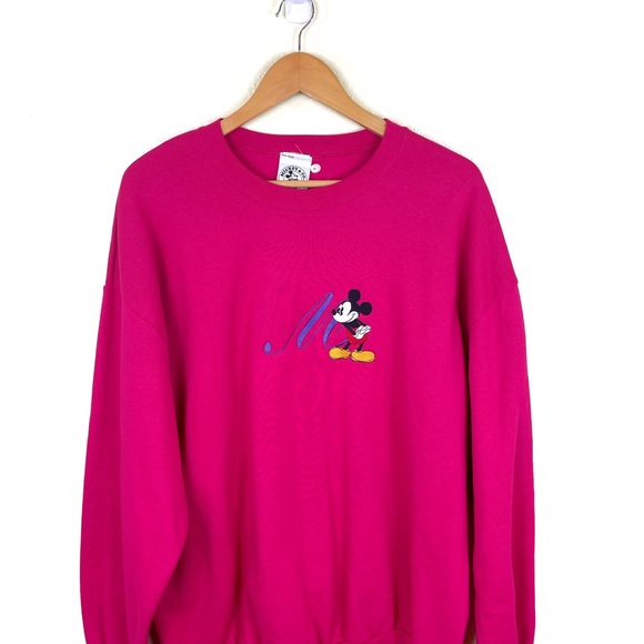 Disney Other - Vintage Embroidered Pink Mickey Crewneck Sweater